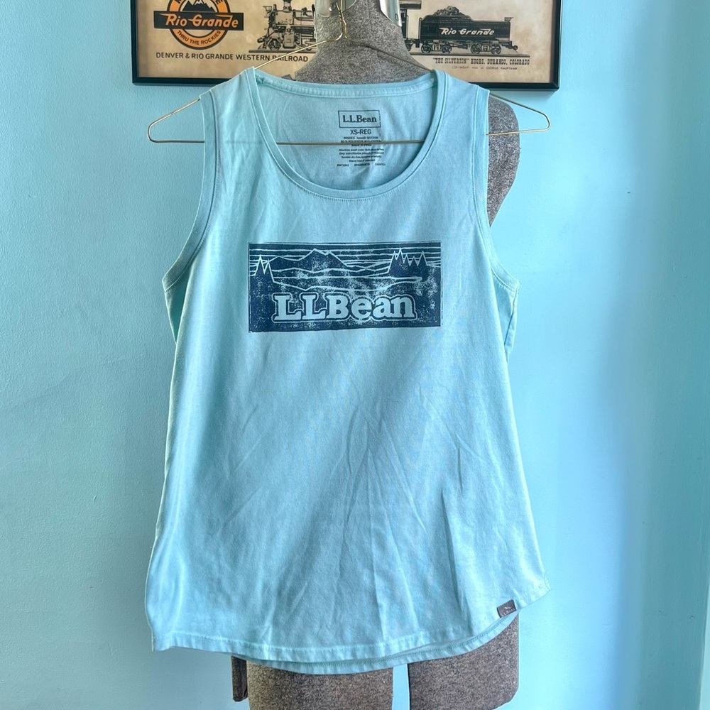 L.L. Bean Light Blue Sleeveless Logo Tank
